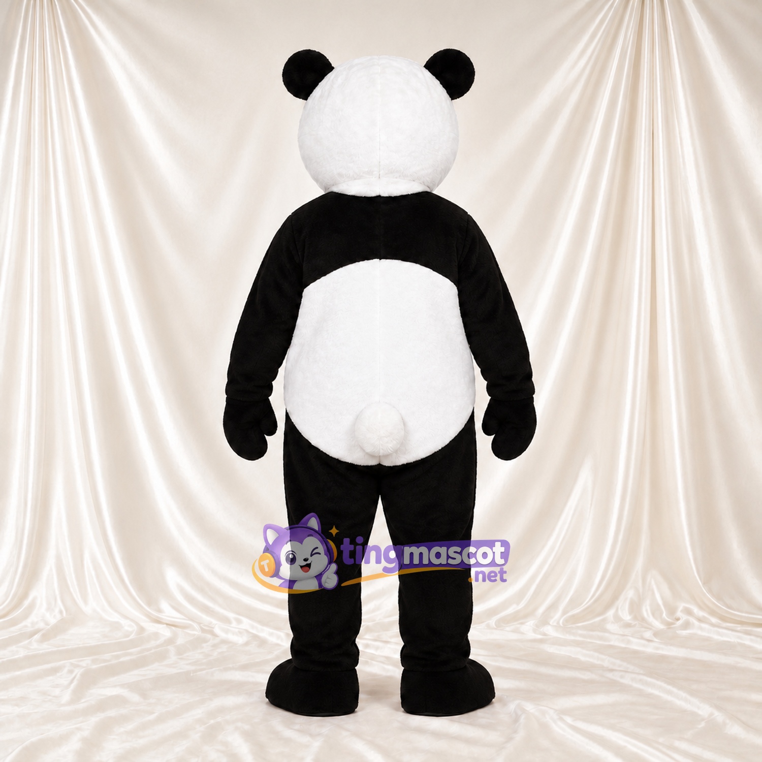 Costume de mascotte Panda – noir / blanc – Bouche ouverte; Queue (blanc)