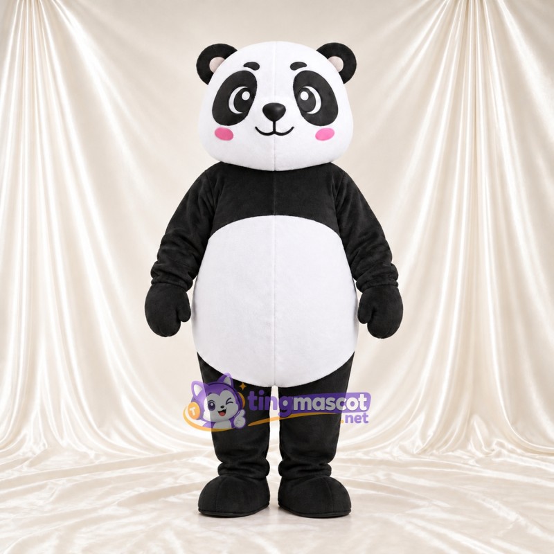 Black and White Panda Mascot Costume - Pink Cheeks and White Tail Black and White Panda Mascot Costume - Pink Cheeks and White Tail