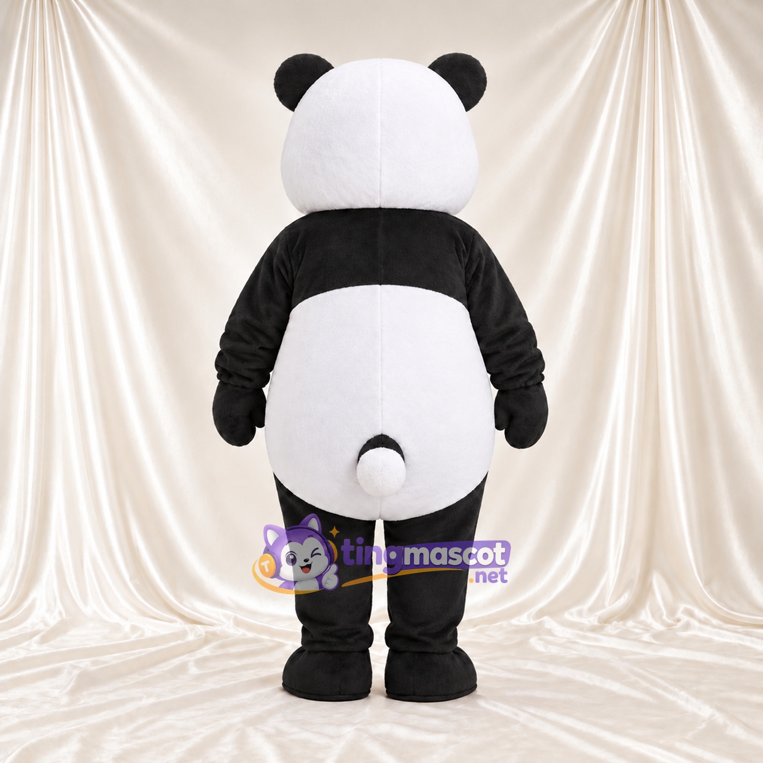 Black and White Panda Mascot Costume - Pink Cheeks and White Tail Black and White Panda Mascot Costume - Pink Cheeks and White Tail