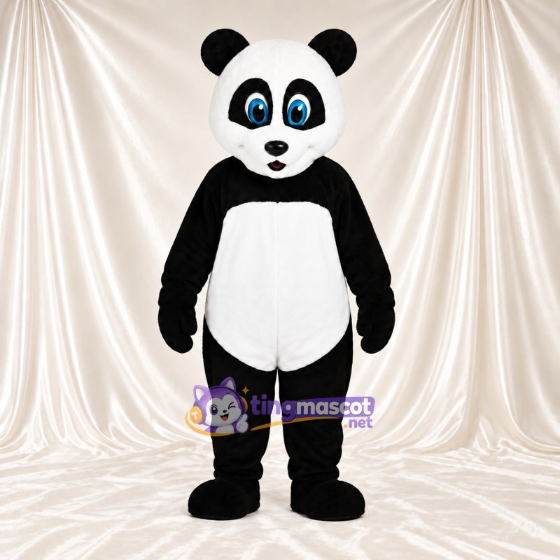 Black and White Panda Mascot Costume - Blue Eyes and White Tail Black and White Panda Mascot Costume - Blue Eyes and White Tail