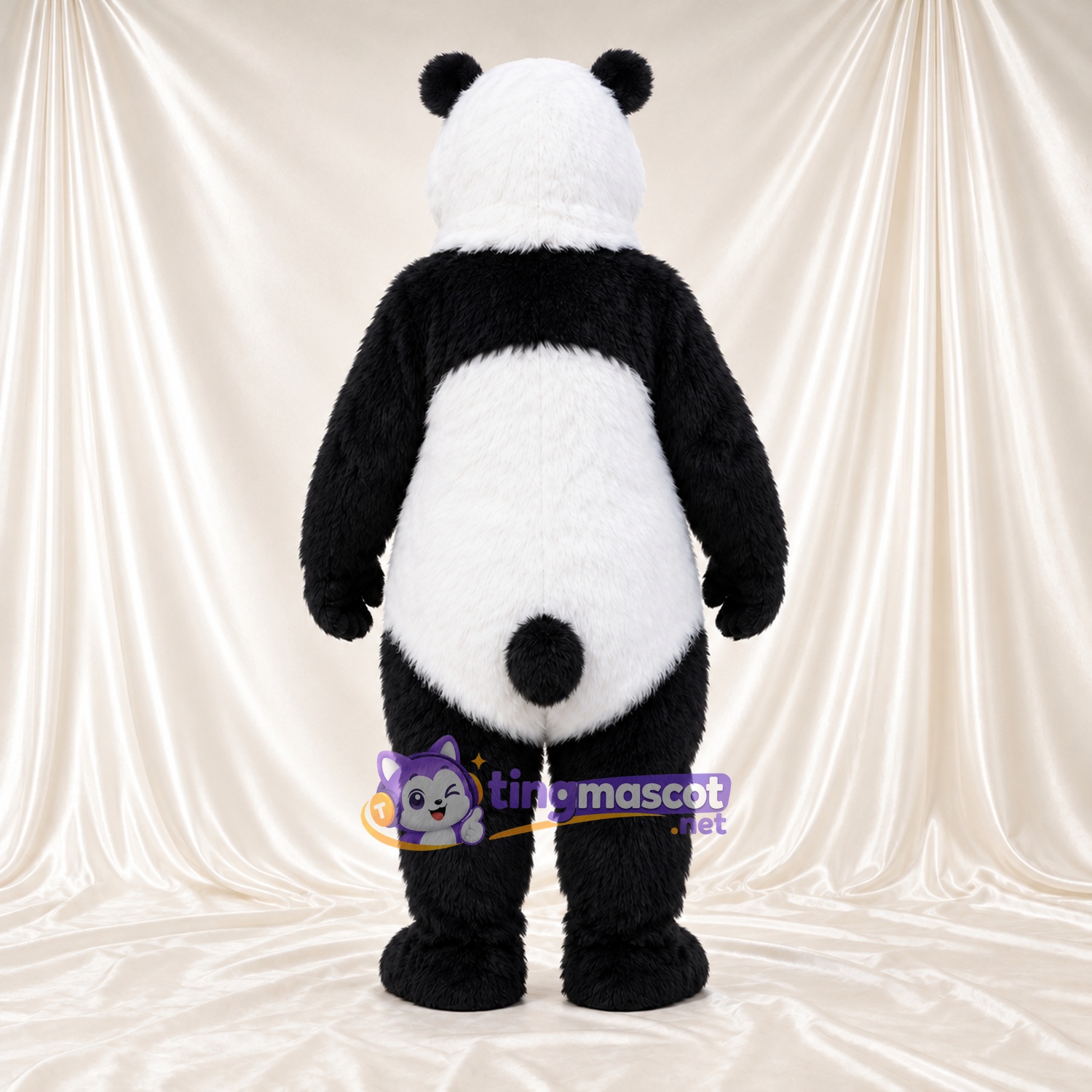 Costume de mascotte Panda – noir / blanc – Bouche ouverte; Queue (noir)