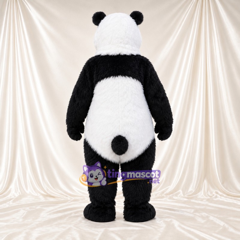 Costume de mascotte Panda – noir / blanc – Bouche ouverte; Queue (noir)