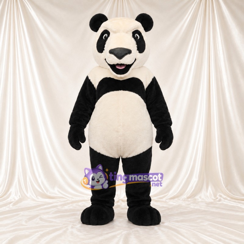 Black and Cream Panda Mascot Costume Black and Cream Panda Mascot Costume