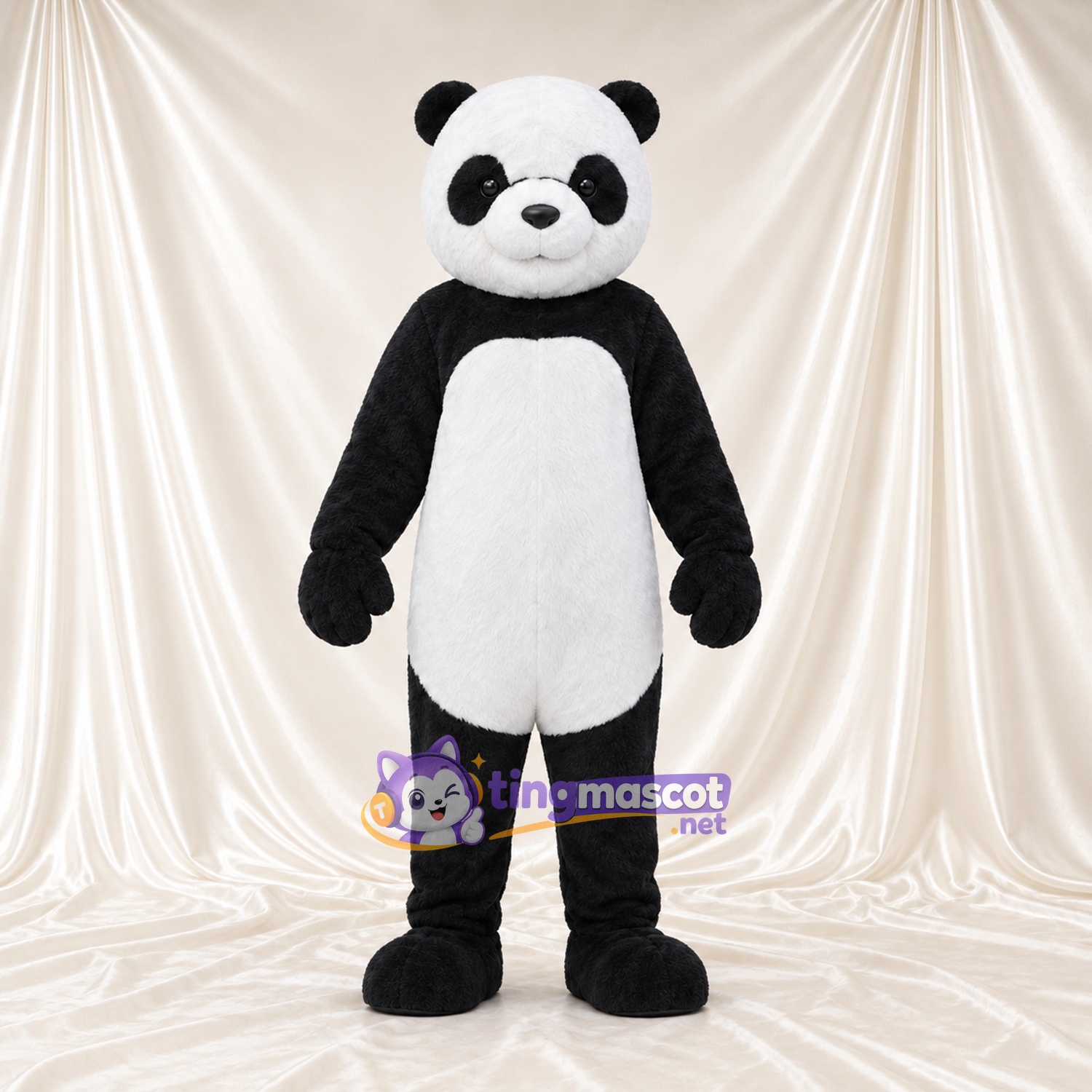Costume de mascotte Panda – noir / blanc – Museau rond; Queue (noir) Costume de mascotte Panda – noir / blanc – Museau rond; Queue (noir)