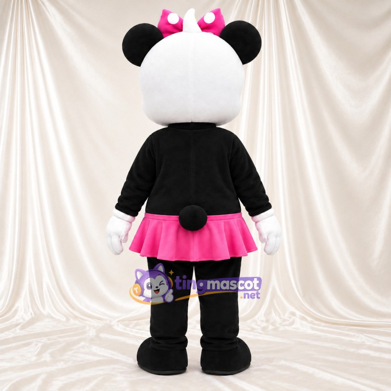 Costume de mascotte Panda – noir / blanc – Jupe (rose); Nœud