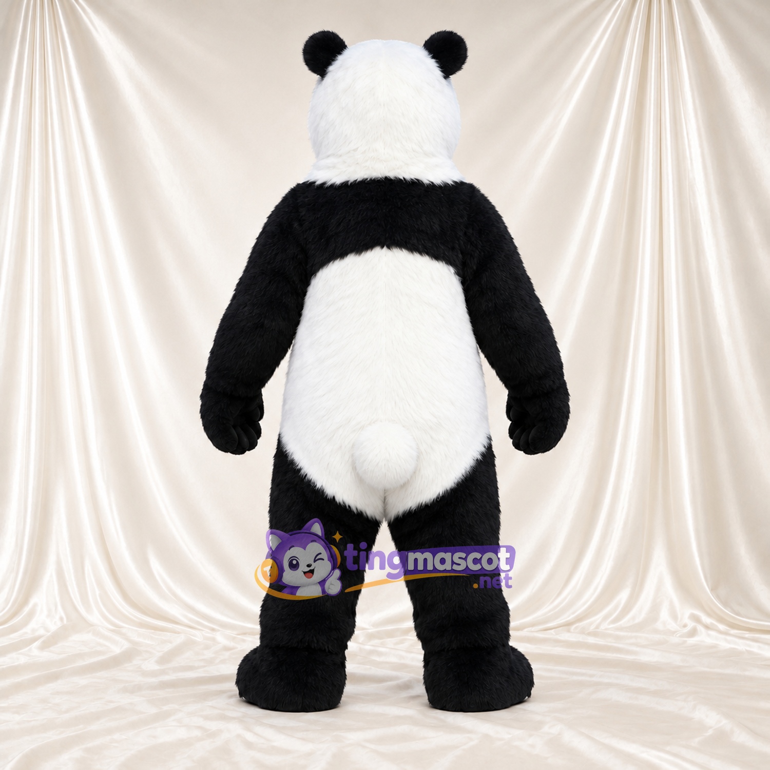Costume de mascotte Panda – noir / blanc – Bouche ouverte; Queue (blanc)