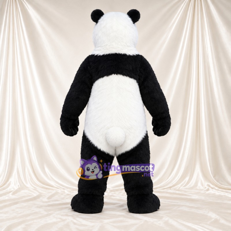 Costume de mascotte Panda – noir / blanc – Bouche ouverte; Queue (blanc)