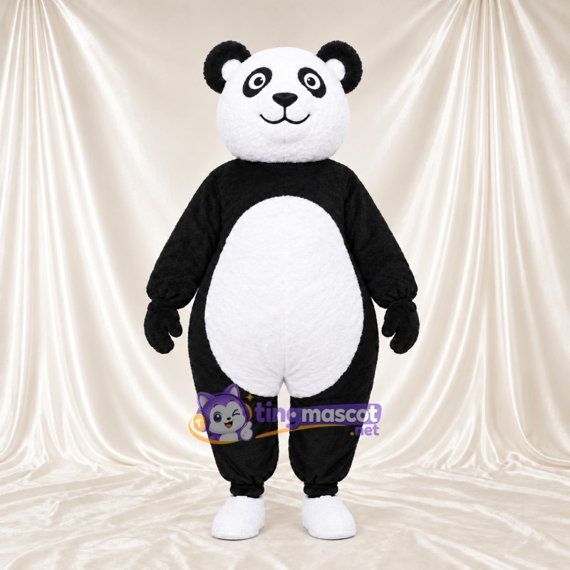 Costume de mascotte Panda – noir / blanc – Chaussures (blanc); Queue (noir) Costume de mascotte Panda – noir / blanc – Chaussures (blanc); Queue (noir)