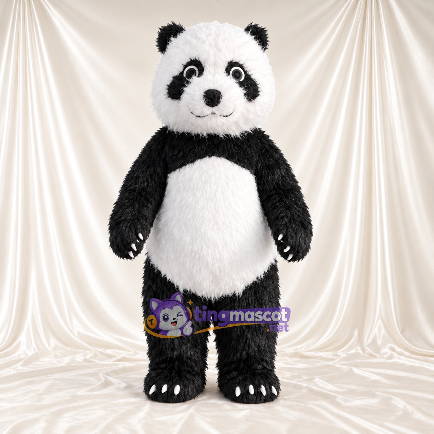 Maskottchenkostüm Panda – schwarz / weiß – Zottelfell; Augen Maskottchenkostüm Panda – schwarz / weiß – Zottelfell; Augen