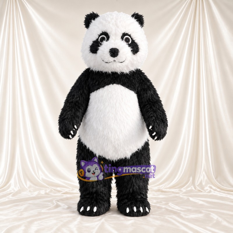 Maskottchenkostüm Panda – schwarz / weiß – Zottelfell; Augen Maskottchenkostüm Panda – schwarz / weiß – Zottelfell; Augen