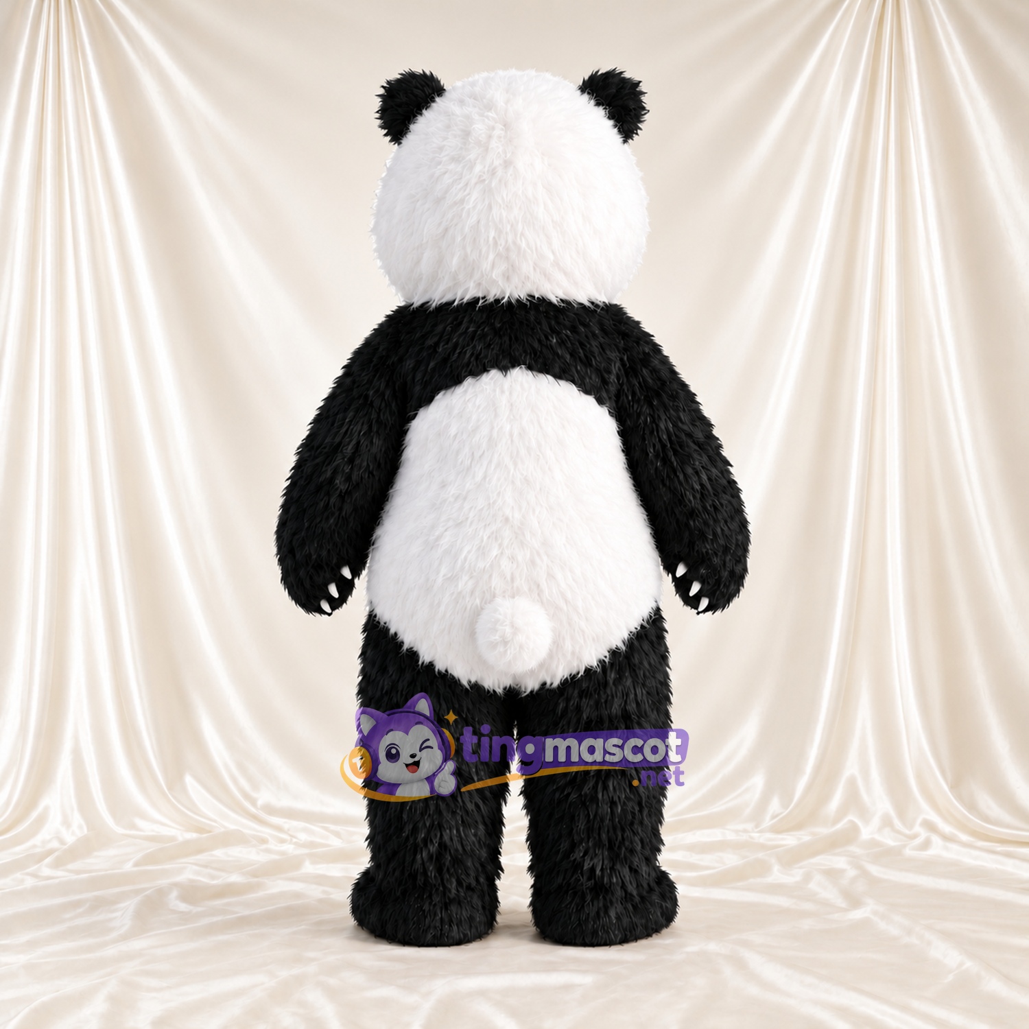 Maskottchenkostüm Panda – schwarz / weiß – Zottelfell; Augen Maskottchenkostüm Panda – schwarz / weiß – Zottelfell; Augen