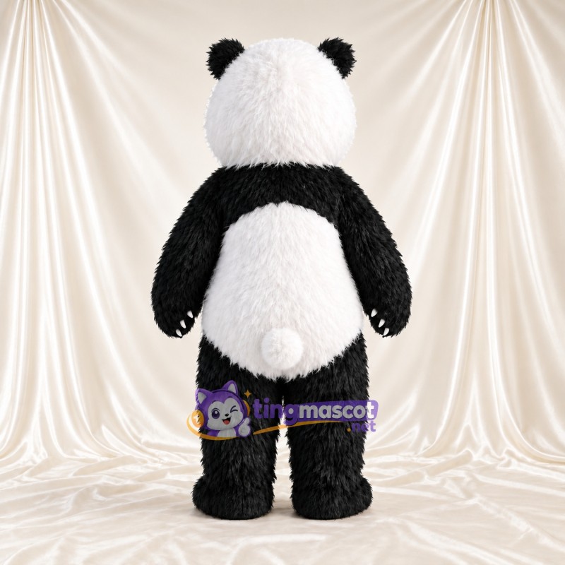 Maskottchenkostüm Panda – schwarz / weiß – Zottelfell; Augen Maskottchenkostüm Panda – schwarz / weiß – Zottelfell; Augen