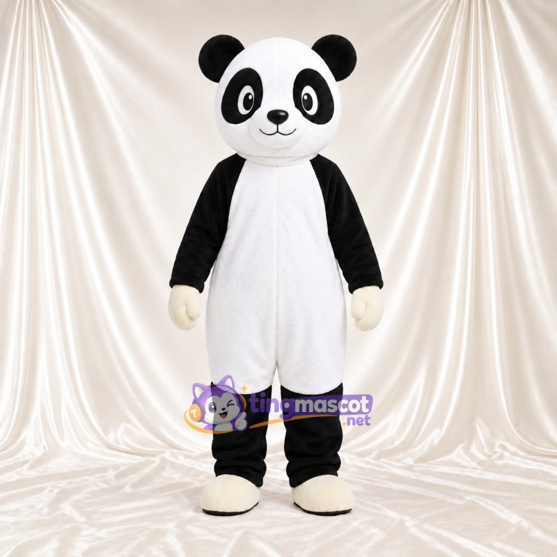 Black and White Panda Mascot Costume - White Gloves and White Shoes Black and White Panda Mascot Costume - White Gloves and White Shoes