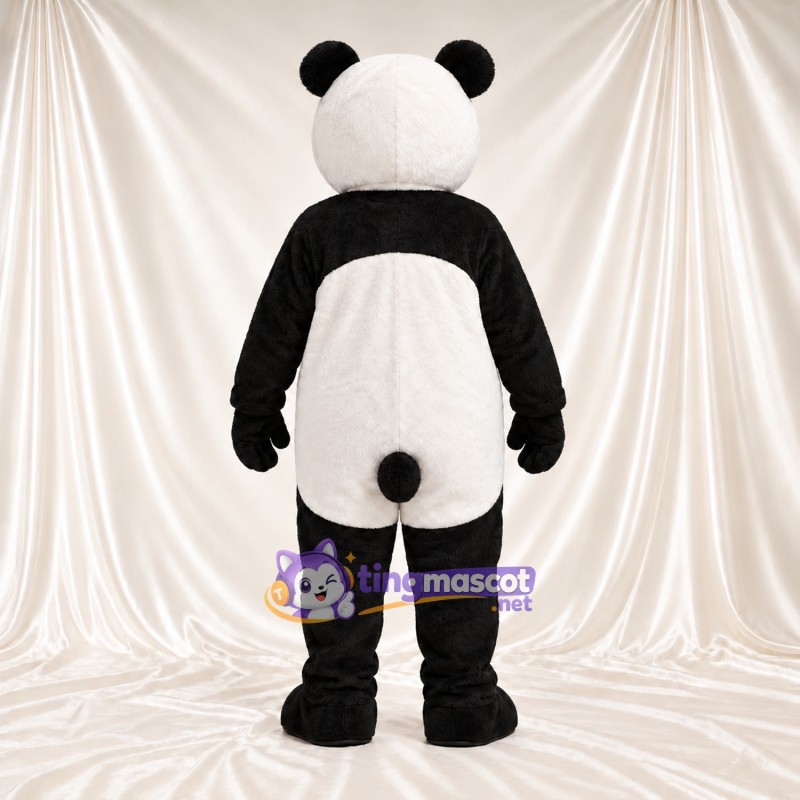 Costume de mascotte Panda – noir / blanc – Bouche ouverte; Empiècements sur les cuisses (blanc)