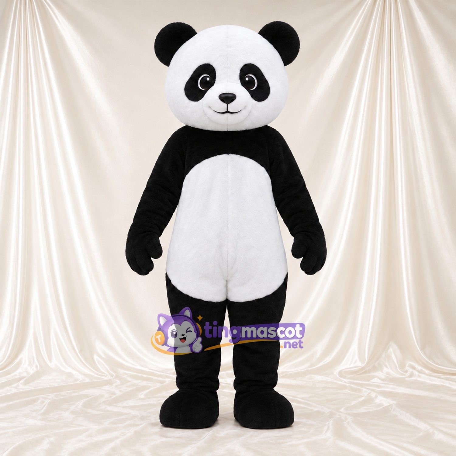 Costume de mascotte Panda – noir / blanc – Museau rond; Queue (blanc) Costume de mascotte Panda – noir / blanc – Museau rond; Queue (blanc)