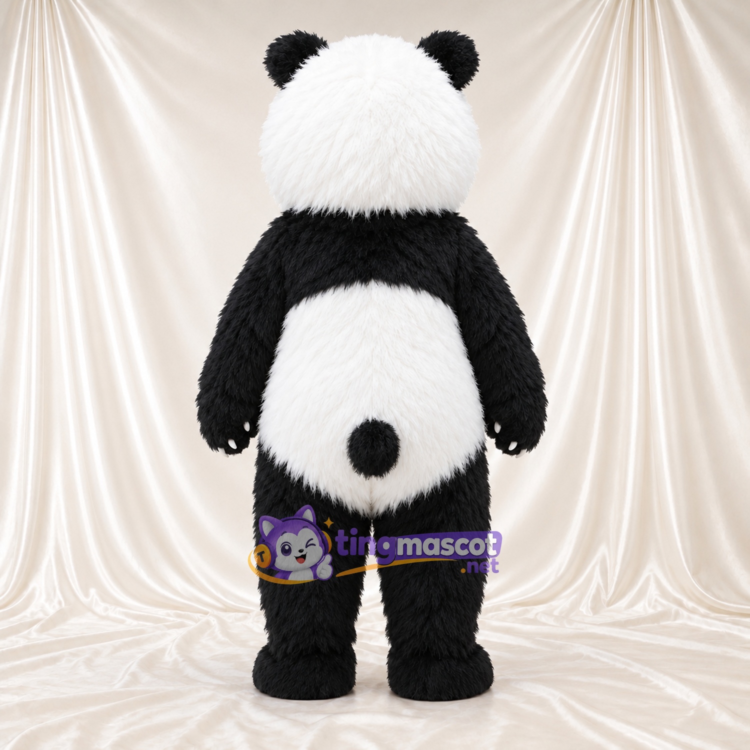 Black and White Panda Mascot Costume - Smiling Face and Black Tail Black and White Panda Mascot Costume - Smiling Face and Black Tail