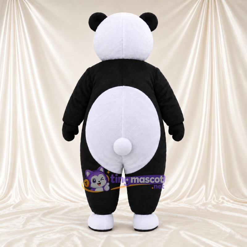 Costume de mascotte Panda – noir / blanc – Chaussures (blanc); Bouche ouverte Costume de mascotte Panda – noir / blanc – Chaussures (blanc); Bouche ouverte