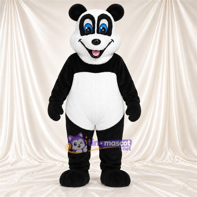 Black and White Panda Mascot Costume - Blue Eyes and Pink Tongue Black and White Panda Mascot Costume - Blue Eyes and Pink Tongue
