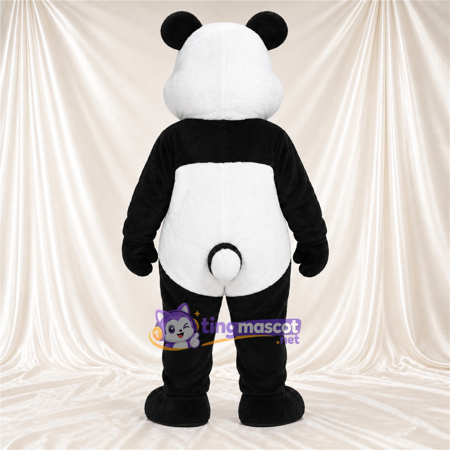 Black and White Panda Mascot Costume - Blue Eyes and Pink Tongue Black and White Panda Mascot Costume - Blue Eyes and Pink Tongue