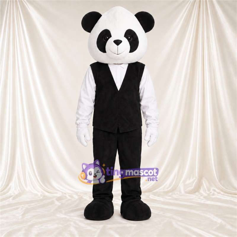 Black and White Panda Mascot Costume - Black Vest and Pants Black and White Panda Mascot Costume - Black Vest and Pants