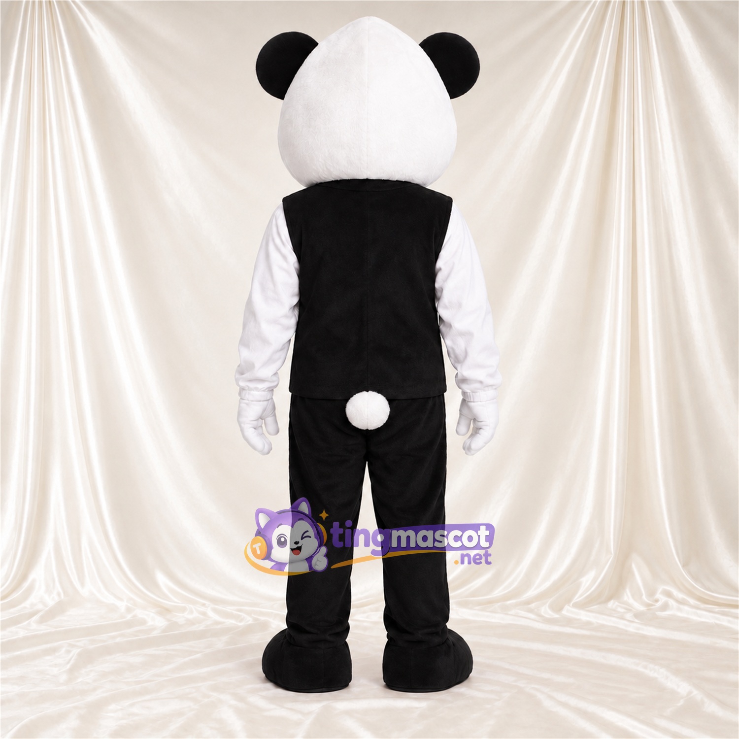 Black and White Panda Mascot Costume - Black Vest and Pants Black and White Panda Mascot Costume - Black Vest and Pants