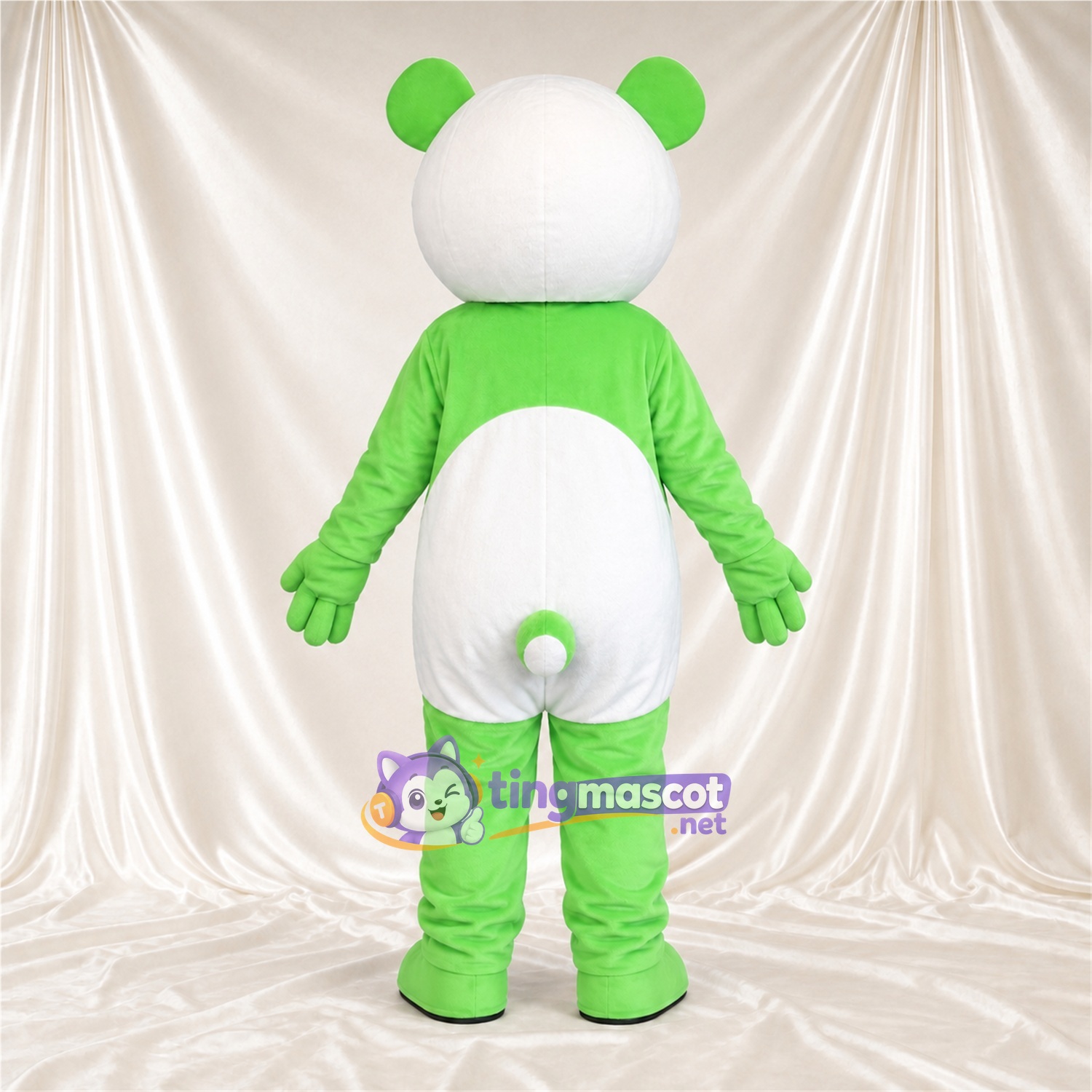 Maskottchenkostüm Panda – grün / weiß – Bauch (weiß); Schwanz (weiß) Maskottchenkostüm Panda – grün / weiß – Bauch (weiß); Schwanz (weiß)