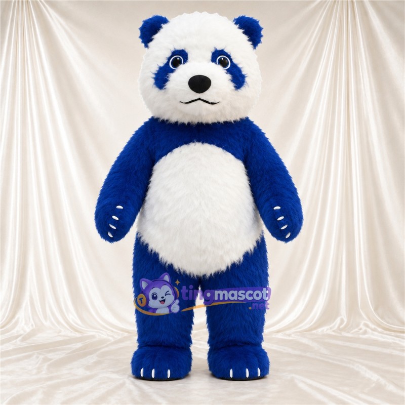 Costume de mascotte Panda – bleu / blanc – Ventre rond; Griffes (blanc) Costume de mascotte Panda – bleu / blanc – Ventre rond; Griffes (blanc)