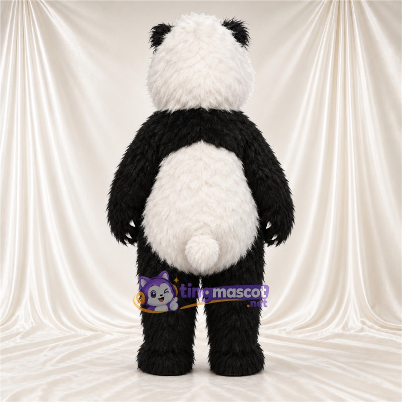 Black and White Panda Mascot Costume - Shaggy Fur and White Claws Black and White Panda Mascot Costume - Shaggy Fur and White Claws
