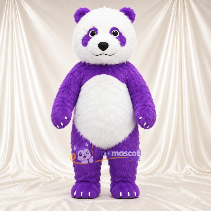 Costume de mascotte Panda – violet / blanc Costume de mascotte Panda – violet / blanc