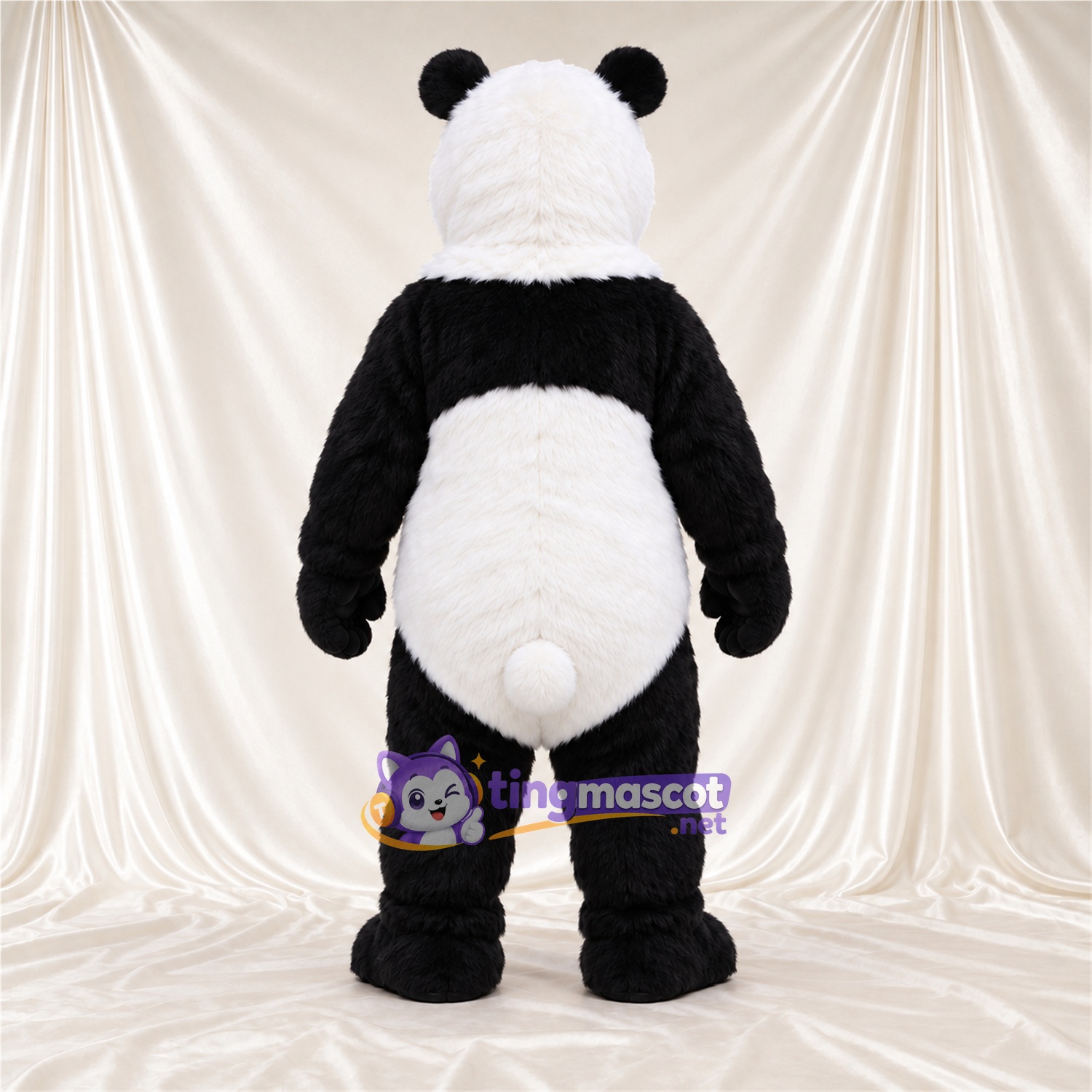 Costume de mascotte Panda – noir / blanc – Bouche ouverte; Queue (blanc)