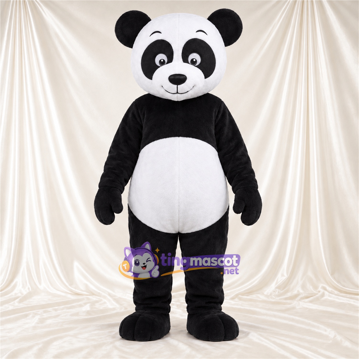 Costume de mascotte Panda – noir / blanc – Sourcils relevés; Queue (blanc) Costume de mascotte Panda – noir / blanc – Sourcils relevés; Queue (blanc)