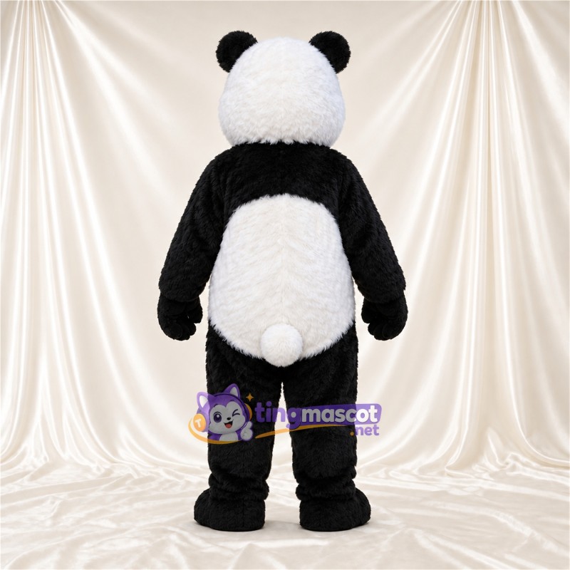 Black and White Panda Mascot Costume - Pink Tongue and White Tail Black and White Panda Mascot Costume - Pink Tongue and White Tail