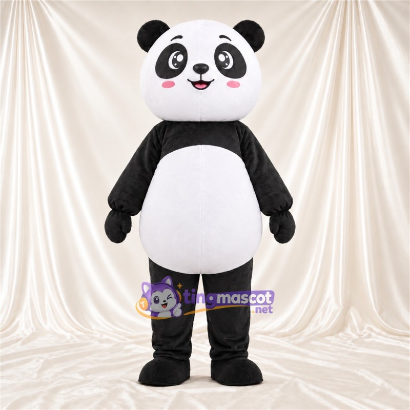Black and White Panda Mascot Costume - Pink Cheeks and Black Tail Black and White Panda Mascot Costume - Pink Cheeks and Black Tail