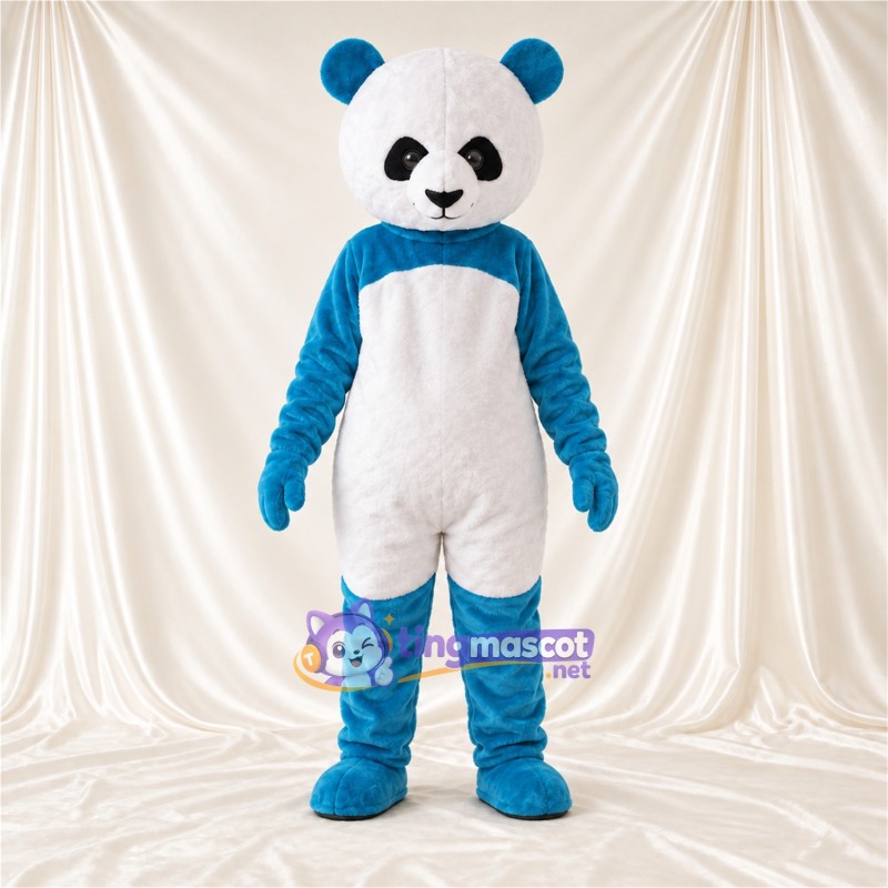 Costume de mascotte Panda – bleu / blanc – Ventre (blanc); Oreilles Costume de mascotte Panda – bleu / blanc – Ventre (blanc); Oreilles