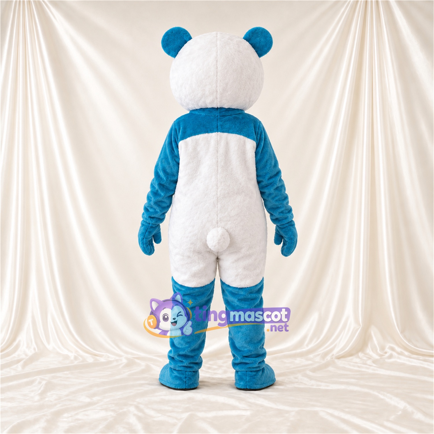 Costume de mascotte Panda – bleu / blanc – Ventre (blanc); Oreilles Costume de mascotte Panda – bleu / blanc – Ventre (blanc); Oreilles