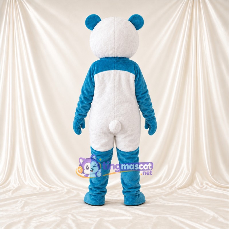 Costume de mascotte Panda – bleu / blanc – Ventre (blanc); Oreilles Costume de mascotte Panda – bleu / blanc – Ventre (blanc); Oreilles