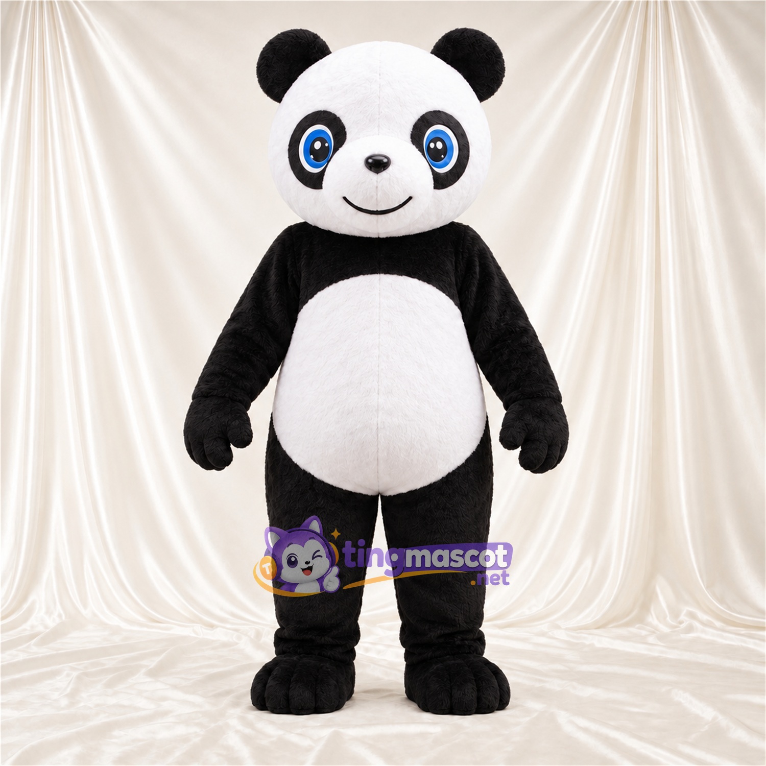 Black and White Panda Mascot Costume - Blue Eyes and Black Tail Black and White Panda Mascot Costume - Blue Eyes and Black Tail