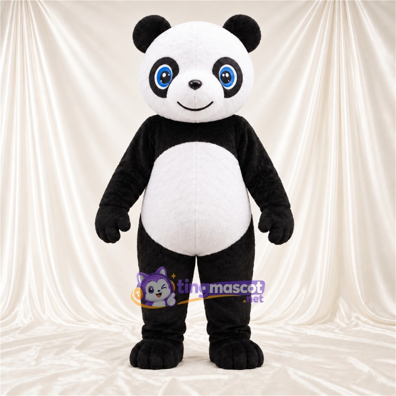 Black and White Panda Mascot Costume - Blue Eyes and Black Tail Black and White Panda Mascot Costume - Blue Eyes and Black Tail