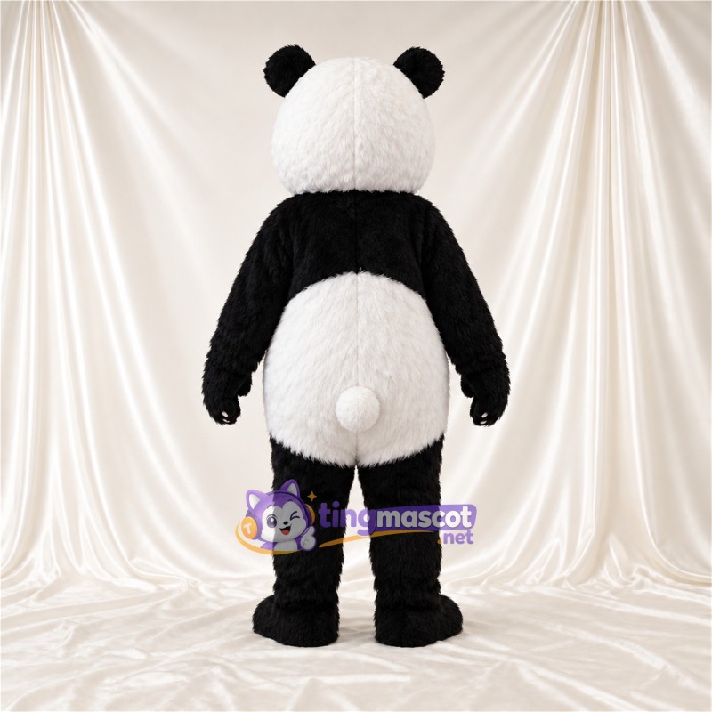 Black and White Panda Mascot Costume - Pink Tongue and White Tail Black and White Panda Mascot Costume - Pink Tongue and White Tail