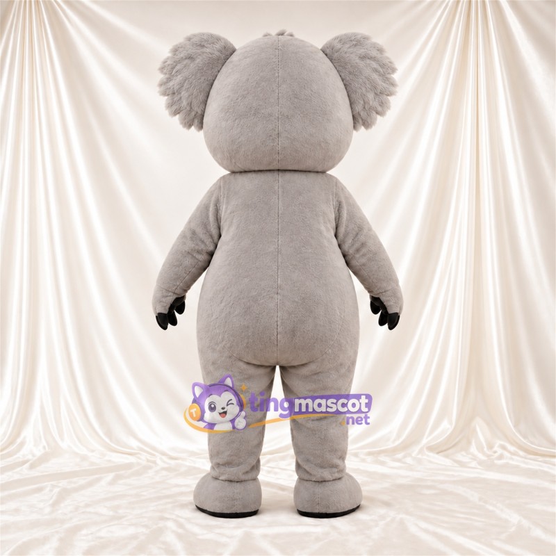 Gray Koala Mascot Costume - Leaf-Shaped White Belly and Pink Cheeks Gray Koala Mascot Costume - Leaf-Shaped White Belly and Pink Cheeks