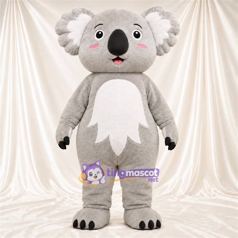 Gray Koala Mascot Costume - Leaf-Shaped White Belly and Black Claws Gray Koala Mascot Costume - Leaf-Shaped White Belly and Black Claws