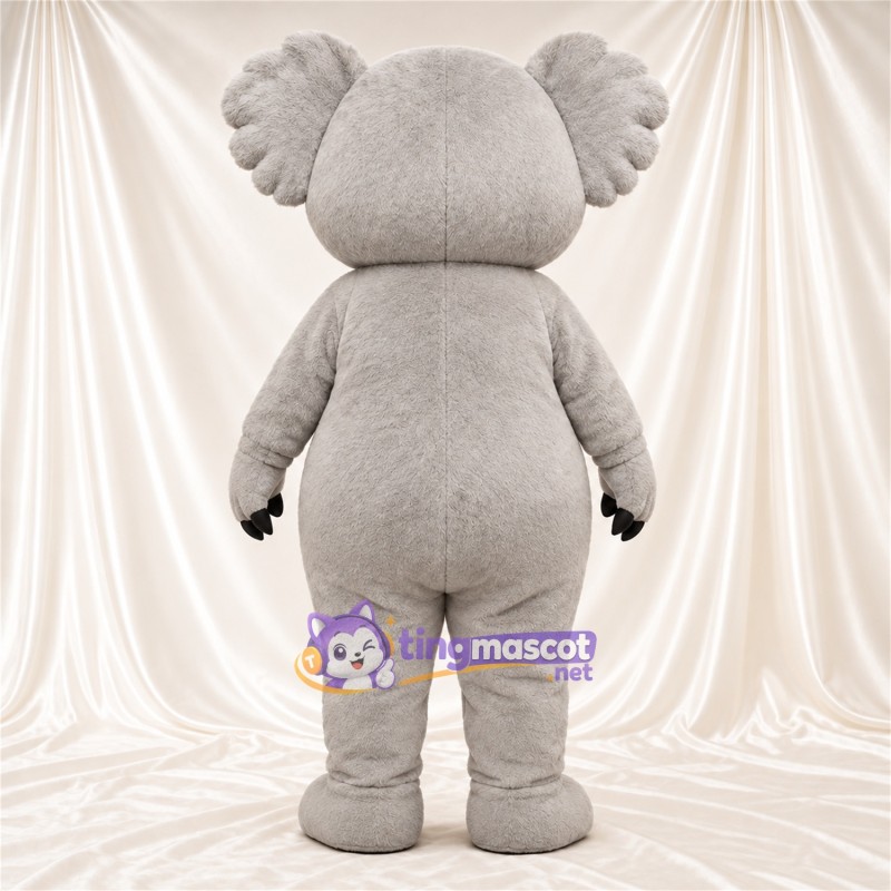 Gray Koala Mascot Costume - Leaf-Shaped White Belly and Black Claws Gray Koala Mascot Costume - Leaf-Shaped White Belly and Black Claws