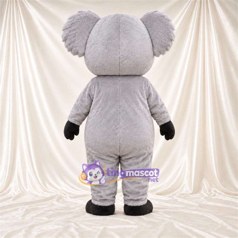 Gray Koala Mascot Costume - Leaf-Shaped White Belly and Black Hands Gray Koala Mascot Costume - Leaf-Shaped White Belly and Black Hands