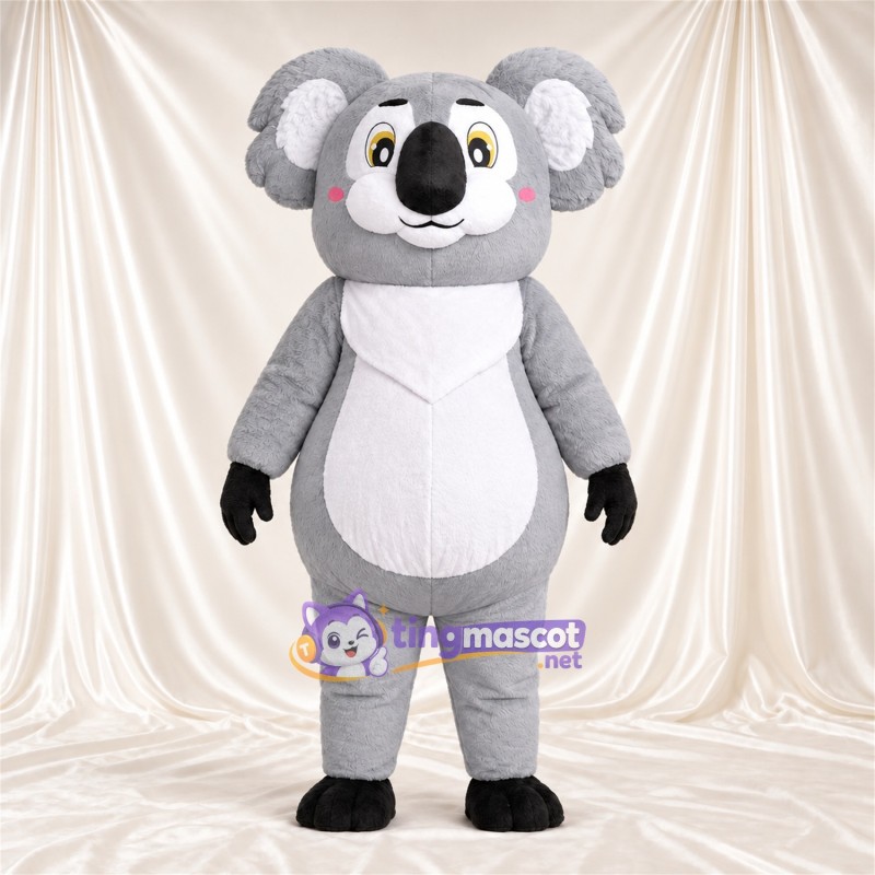 Costume de mascotte Koala – gris – Bandana (blanc) Costume de mascotte Koala – gris – Bandana (blanc)