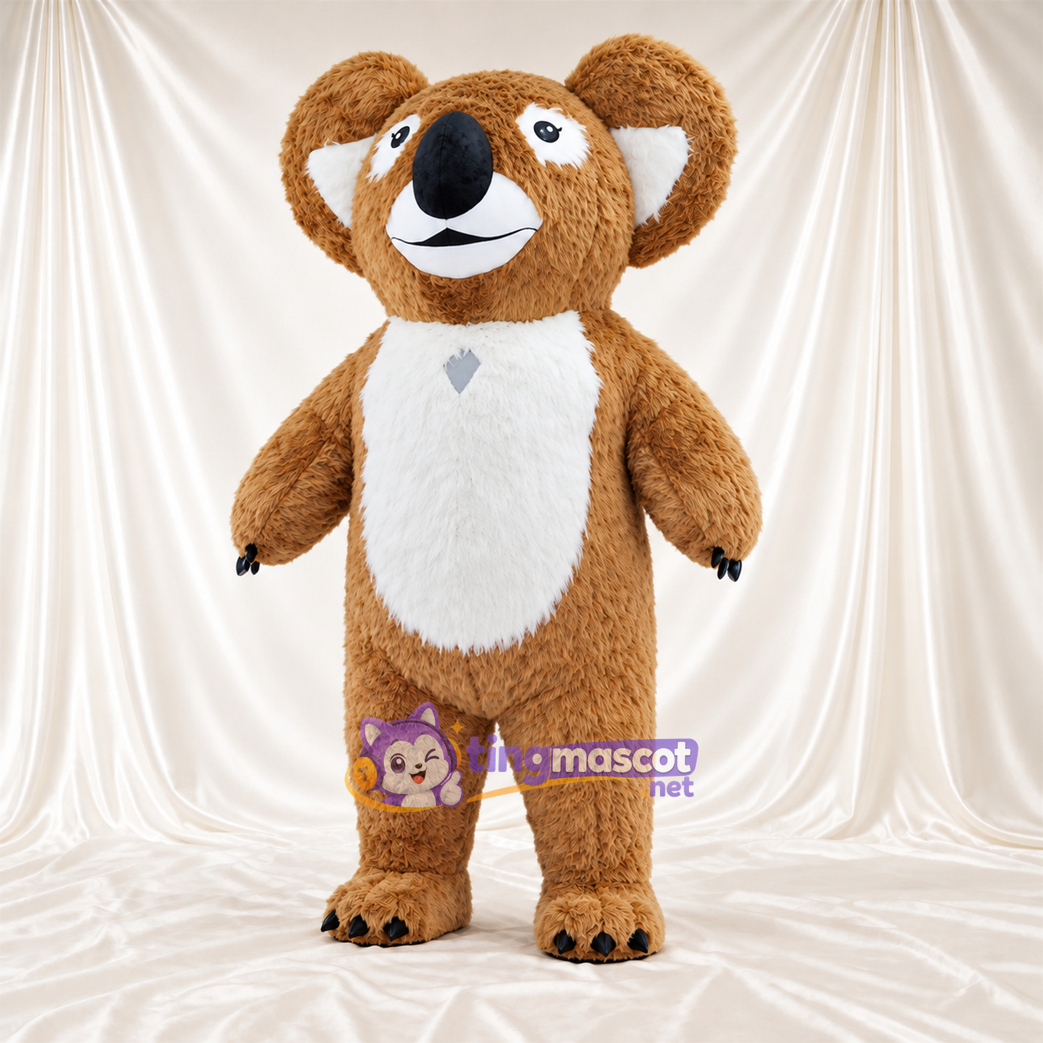 Maskottchenkostüm Koala – braun – Bauch (weiß); Krallen (schwarz) Maskottchenkostüm Koala – braun – Bauch (weiß); Krallen (schwarz)