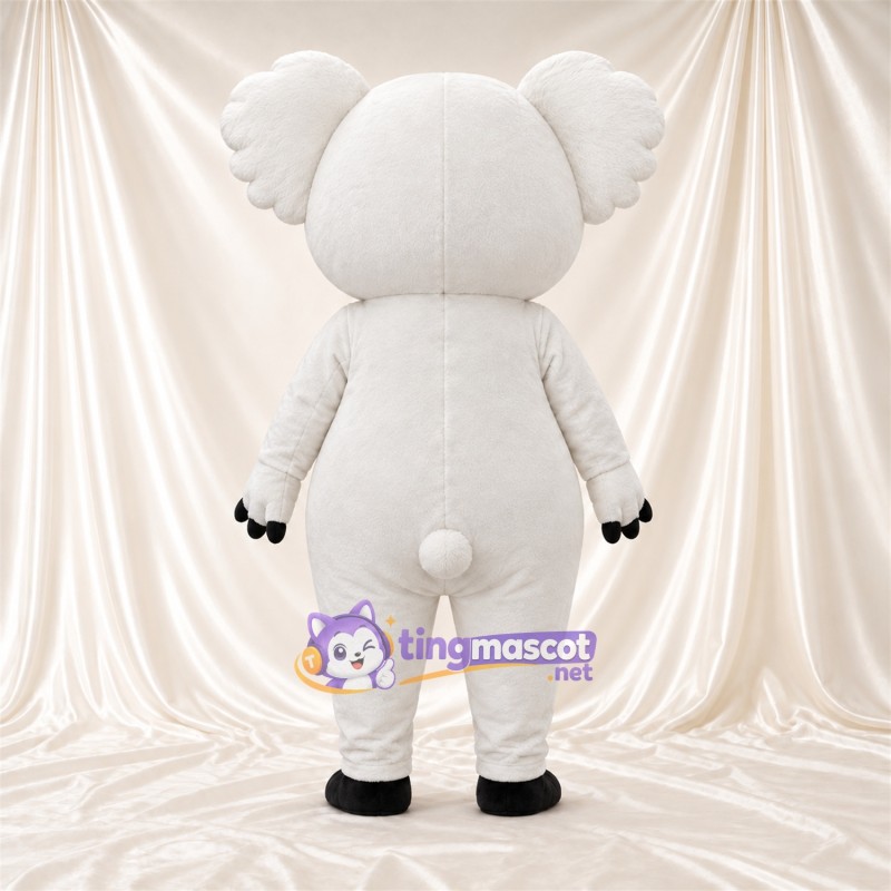 Costume de mascotte Koala – blanc – Griffes (noir); Joues (rose) Costume de mascotte Koala – blanc – Griffes (noir); Joues (rose)