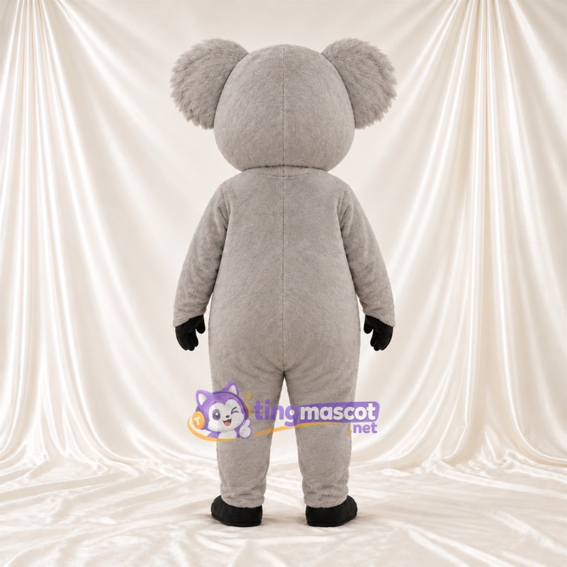 Gray Koala Mascot Costume - Leaf-Shaped White Belly and Black Hands Gray Koala Mascot Costume - Leaf-Shaped White Belly and Black Hands