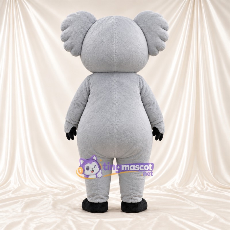 Gray Koala Mascot Costume - Leaf-Shaped White Belly and Black Feet Gray Koala Mascot Costume - Leaf-Shaped White Belly and Black Feet