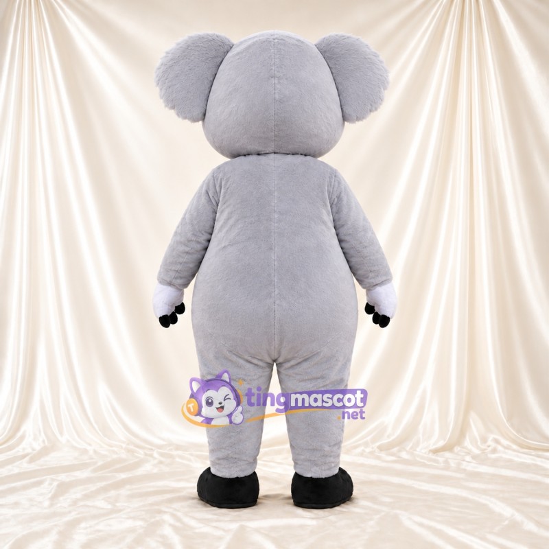 Gray Koala Mascot Costume - Leaf-Shaped White Belly and Open Mouth Gray Koala Mascot Costume - Leaf-Shaped White Belly and Open Mouth