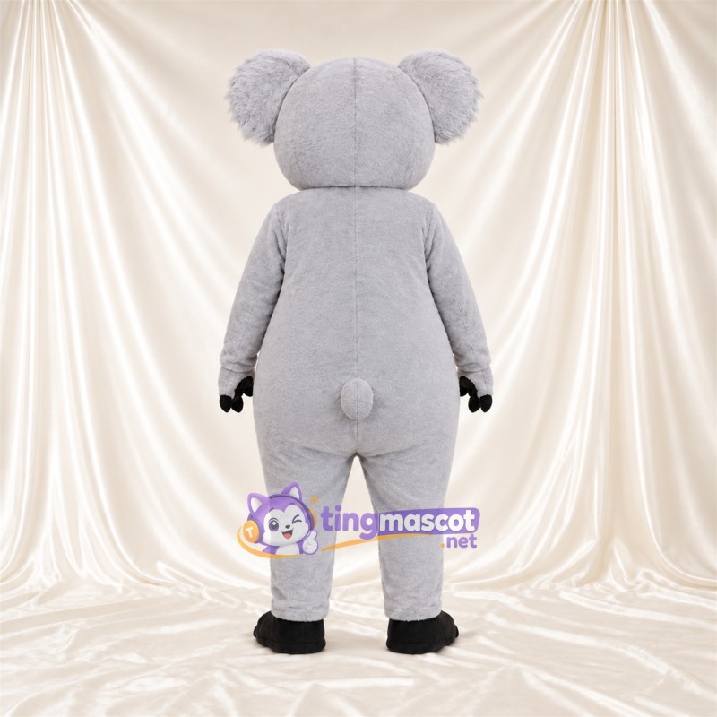 Gray Koala Mascot Costume - Leaf-Shaped White Belly and Open Mouth Gray Koala Mascot Costume - Leaf-Shaped White Belly and Open Mouth